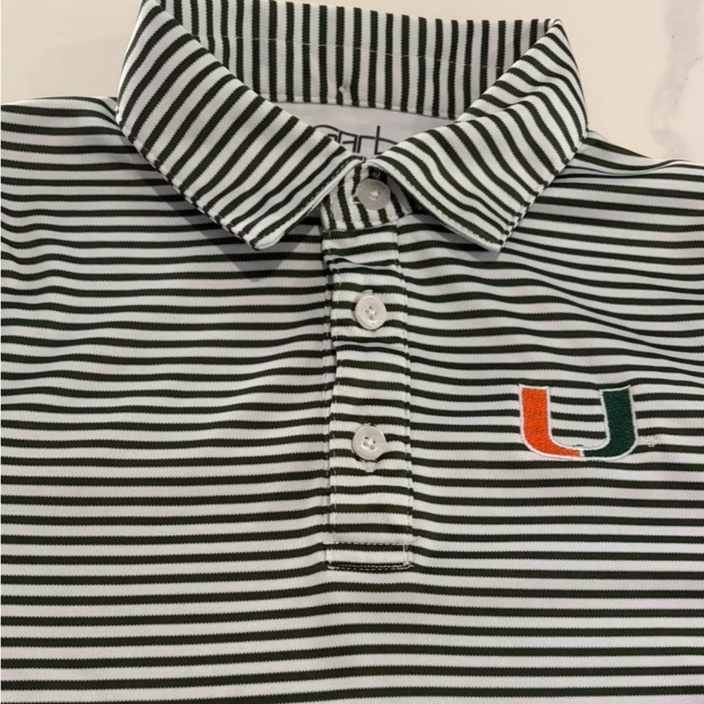 Striped Green and White Kids Polo Shirt
